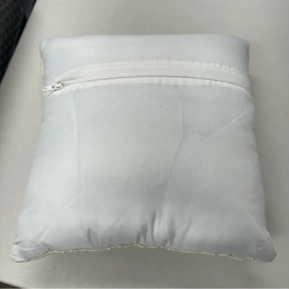 Small Elephant Beaded Accent Pillow Cream & Grey Neutral Decor 11x11